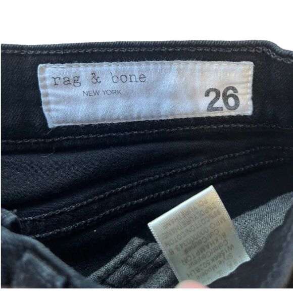 Rag & Bone | High Rise Ankle Skinny Raw Hem Black Denim Women’s Jeans 26 - Picture 5 of 9